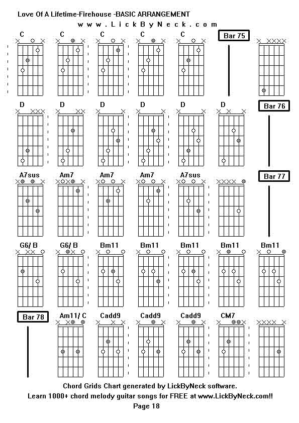 Chord Grids Chart of chord melody fingerstyle guitar song-Love Of A Lifetime-Firehouse -BASIC ARRANGEMENT,generated by LickByNeck software.